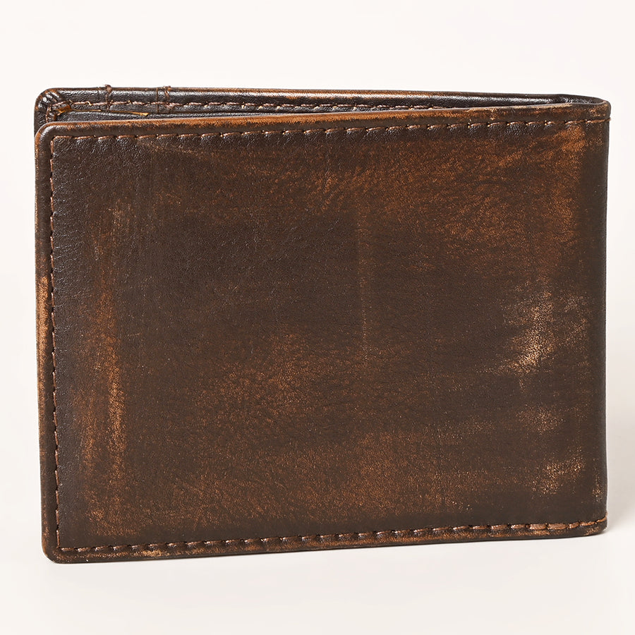 AMERICAN TANNER Genuine Leather Hand Burnished Bifold Wallet For Men Women H4 X W3.25 D0.5