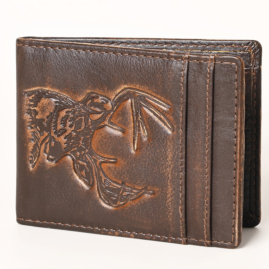 AMERICAN TANNER Genuine Leather Hand Burnished Bifold Wallet For Men Women H4 X W3.25 D0.5 - Uhorse