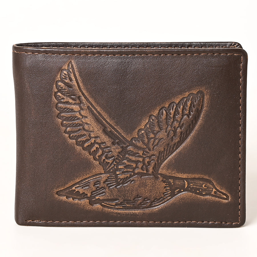 AMERICAN TANNER Genuine Leather Hand Burnished Bifold Wallet For Men Women H3.5 X W4.75 D0.5