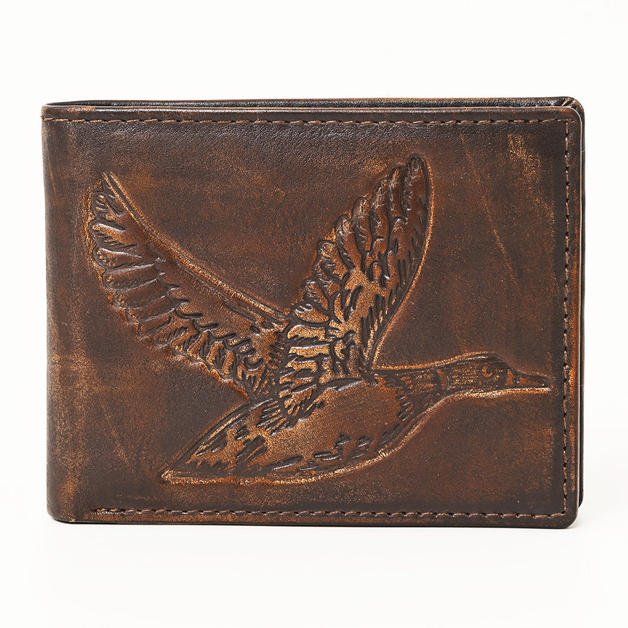 AMERICAN TANNER Genuine Leather Hand Burnished Bifold Wallet For Men Women H3.5 X W4.75 D0.5