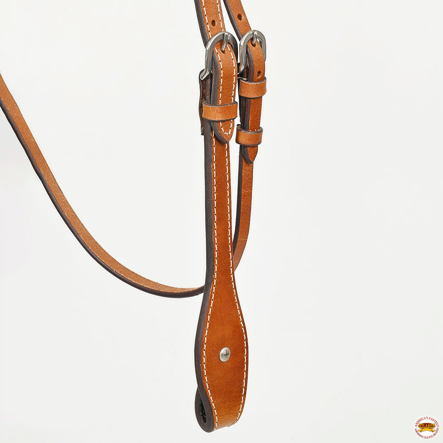 Hilason Western Horse Genuine Leather Headstall Bridle Engraved German Silver Concho Chestnut