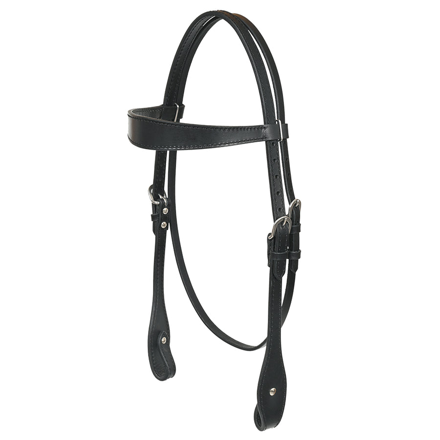 Hilason Western Horse Genuine Leather Headstall Bridle Engraved GS Concho Black - Uhorse