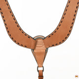 HILASON Western Genuine Leather Horse U Shaped Breast Collar Oiled Tan