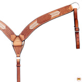 HILASON Western Genuine Leather Horse V Shaped Breast Collar Oiled Tan