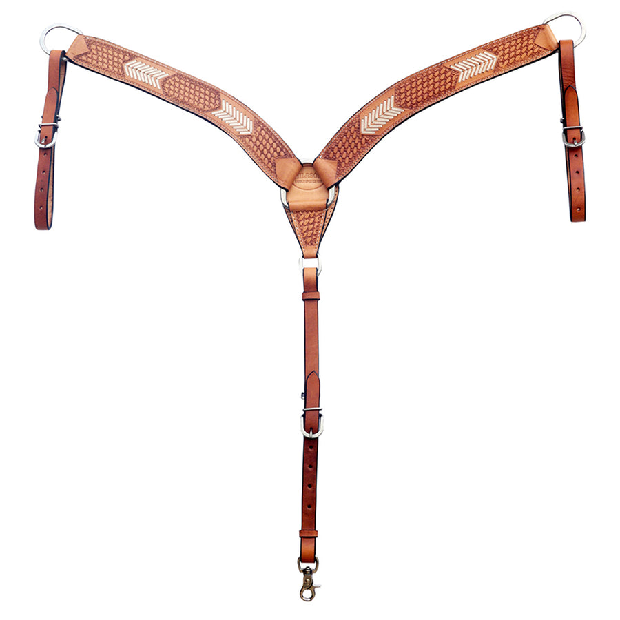 HILASON W. Genuine Leather H. V Shaped Breast Collar Oiled Tan – by Hilason – Cowboy and equestrian accessories