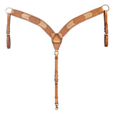 HILASON Western Genuine Leather Horse V Shaped Breast Collar Oiled Tan