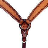 Hilason Western Horse Barb Wire Hand Tooled American Leather Breast Collar Light Oiled