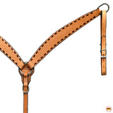 HILASON Western Genuine Leather Horse V Shaped Breast Collar Oiled Tan