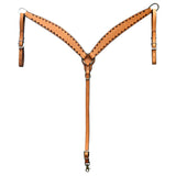 HILASON W. Genuine Leather H. V Shaped Breast Collar Oiled Tan – by Hilason – Cowboy and equestrian accessories
