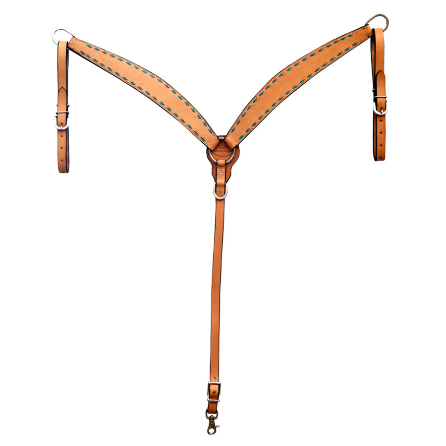 HILASON Western Genuine Leather Horse V Shaped Breast Collar Oiled Tan - Uhorse