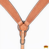 HILASON Western Genuine Leather Horse V Shaped Breast Collar Oiled Tan