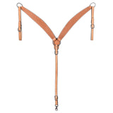 HILASON Western Genuine Leather Horse V Shaped Breast Collar Oiled Tan