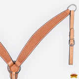 HILASON Western Genuine Leather Horse V Shaped Breast Collar Oiled Tan