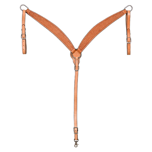 HILASON Western Genuine Leather Horse V Shaped Breast Collar Oiled Tan - Uhorse