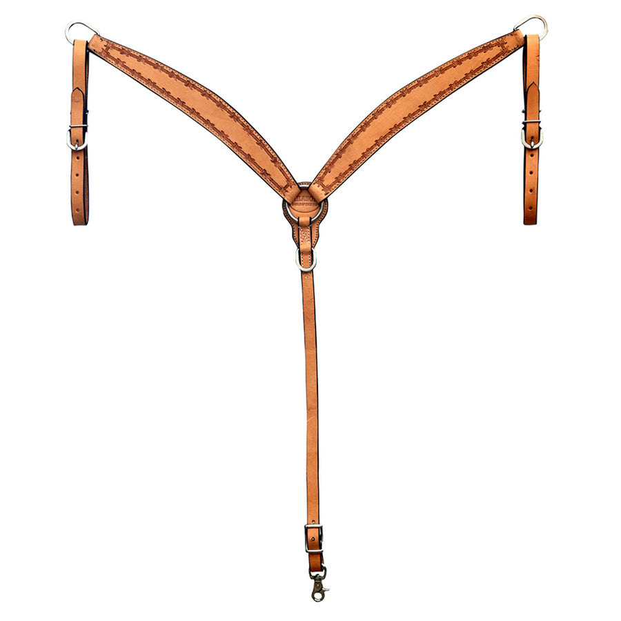 Hilason W. H. Barb Wire Hand Tooled American Leather Breast Collar by Hilason – Cowboy and equestrian accessories