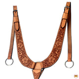 HILASON Leather Horse U Shaped Breast Collar Floral Tan | Horse Breast Collar | Leather Breast Collar | Western Breast Collar