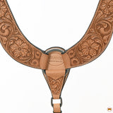 Hilason Western Horse Floral Hand Carved American Leather Breast Collar Oiled Tan