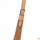 Hilason Western Horse Floral Hand Carved American Leather Breast Collar Oiled Tan