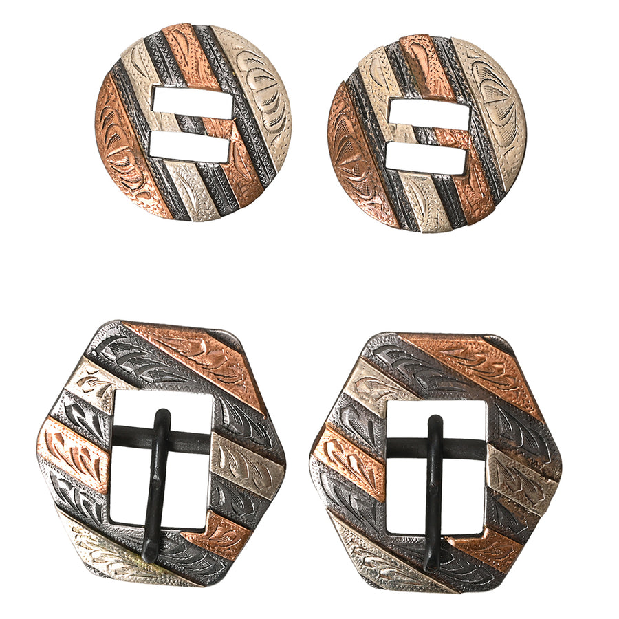 Leather western belt buckles with tooled design - Uhorse
