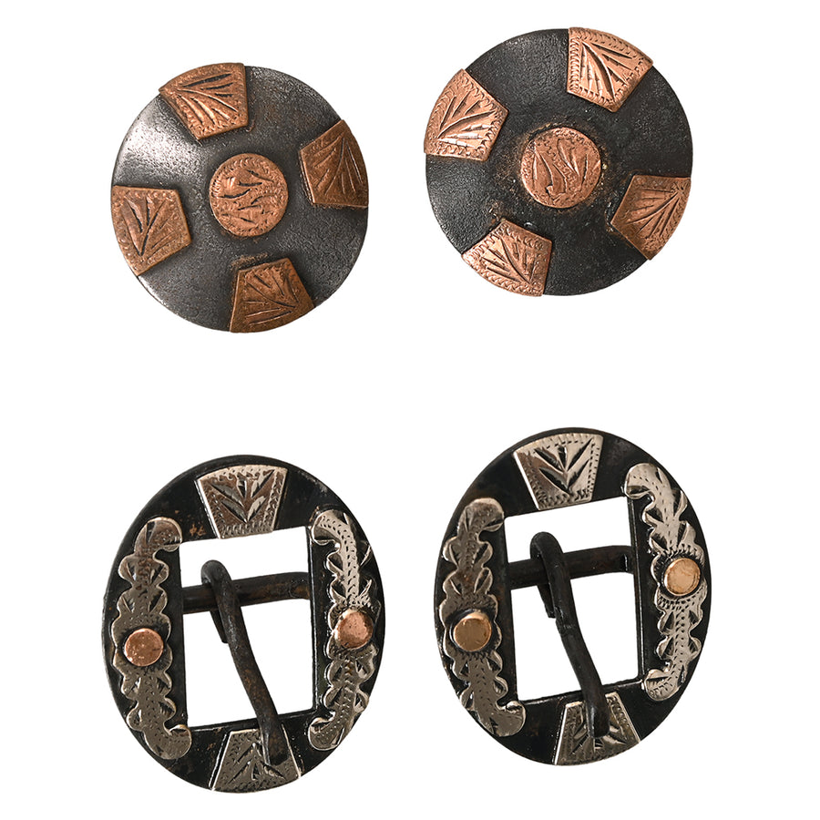 Metal and copper conchos western belt buckles - Uhorse