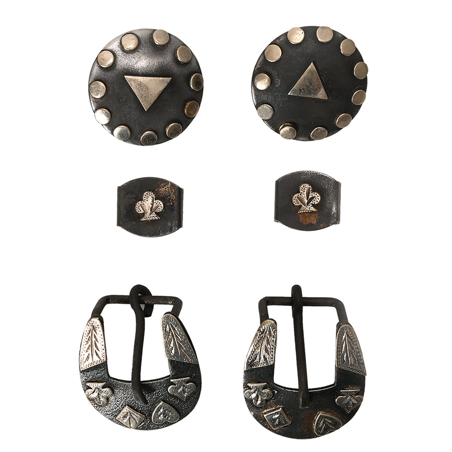 Metal western belt buckles and conchos set - Uhorse