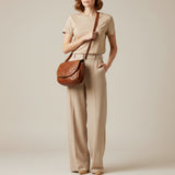 Spaghetti Western SWL134 Cross Body Vintage Handmade Drum Dyed Genuine European Cowhide Leather Women Bag Handbag Purse