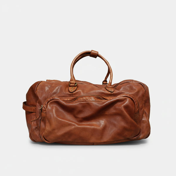 Spaghetti Western Duffel Vintage Handmade Drum Dyed Genuine European Cowhide Leather Women Bag Handbag Purse - Uhorse