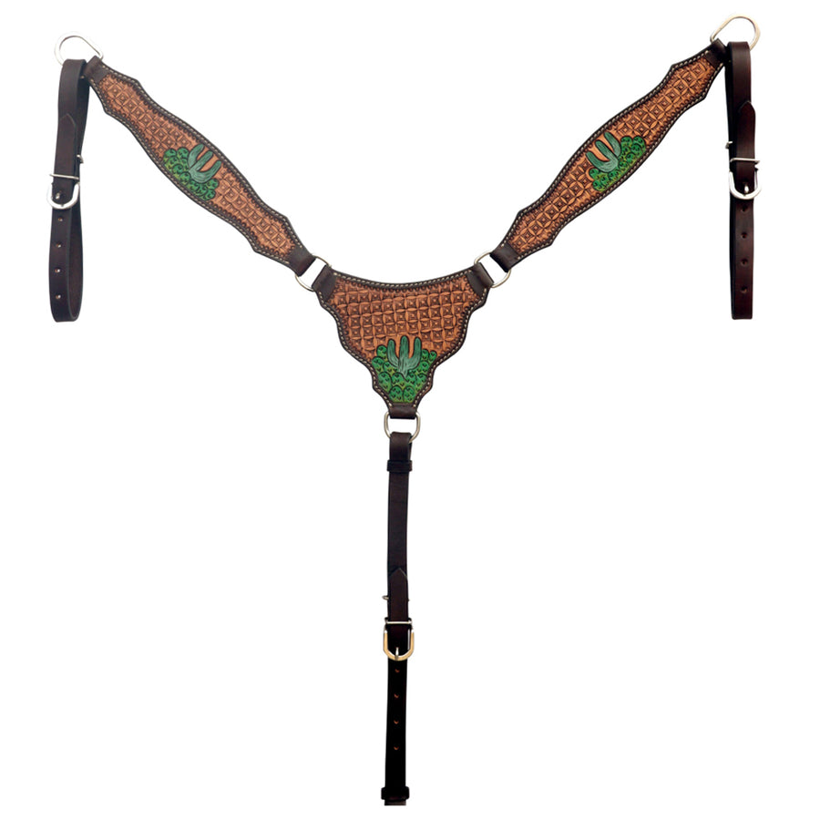 HILASON Western Leather Horse Headstall & Breast Collar Hand Tooled Tan | Leather Headstall | Leather Breast Collar