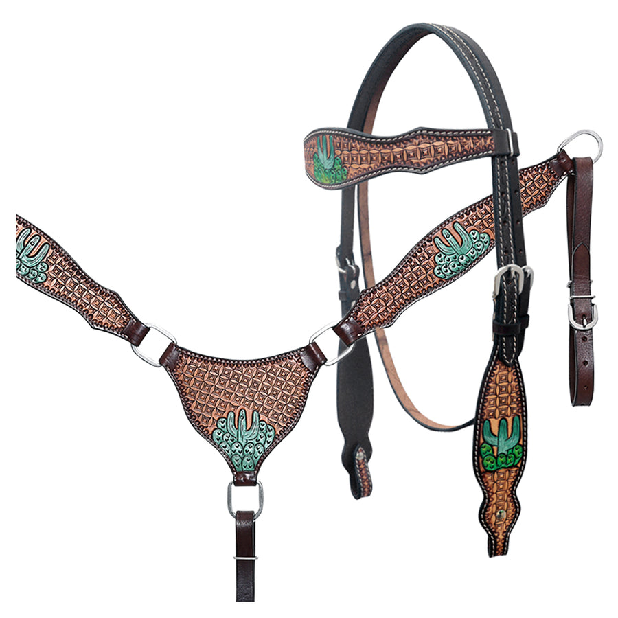 Hilason Horse Hand Painted American Leather Breast Collar Headstall Brown - Uhorse