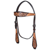 HILASON Western Horse Headstall & Breast Collar American Leather Floral Carving