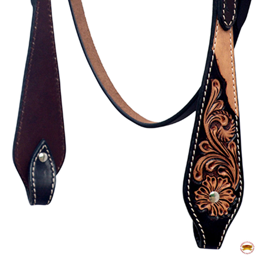 Hilason Floral Hand-Carved Tan Leather Headstall & Breast Collar Collection