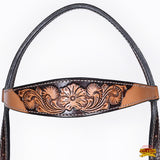 HILASON Western Horse Headstall & Breast Collar American Leather Floral Carving