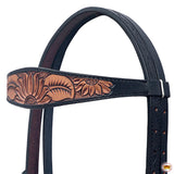 HILASON Western Leather Horse Headstall & Breast Collar Floral Carved Tan | Leather Headstall | Leather Breast Collar