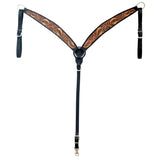 HILASON Western Leather Horse Headstall & Breast Collar Floral Carved Tan | Leather Headstall | Leather Breast Collar