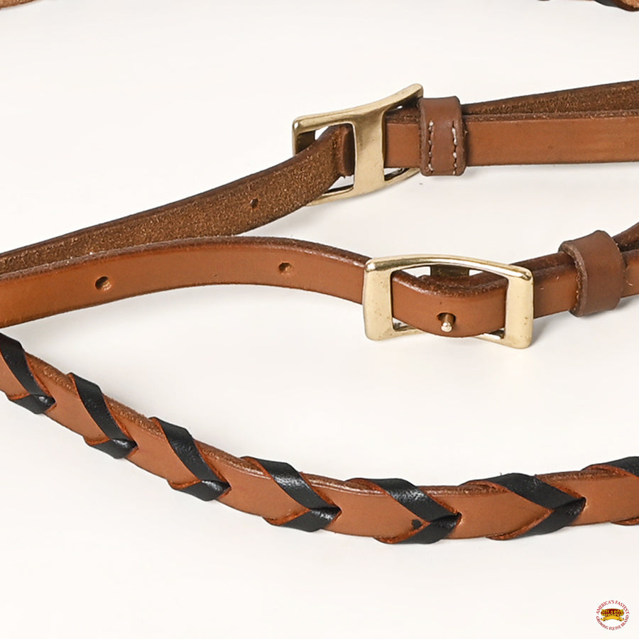8 Feet Hilason Western Horse American Leather Laced Barrel Roper Reins Brown