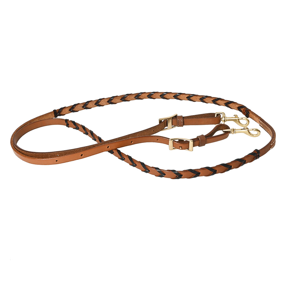 8 Feet Hilason Western Horse American Leather Laced Barrel Roper Reins Brown/Latigo - Uhorse