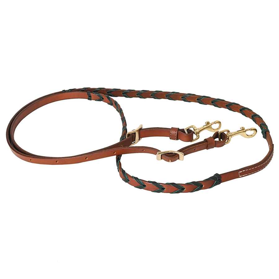 8 Feet Hilason Western Horse American Leather Laced Barrel Roper Reins Brown/Pacific Blue - Uhorse
