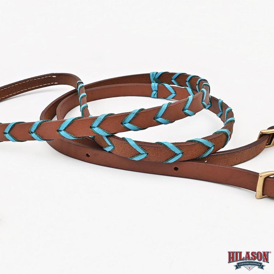 8 Feet Hilason Western Horse American Leather Laced Barrel Roper Reins Brown