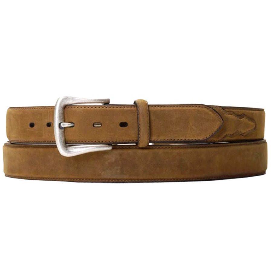 42 In Nocona Leather men's Belt Overlay 1-1/2 Wide Silver Buckle Brown - Uhorse