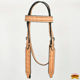 HILASON Western American Leather Horse Headstall Breast Collar Tack Set Tan