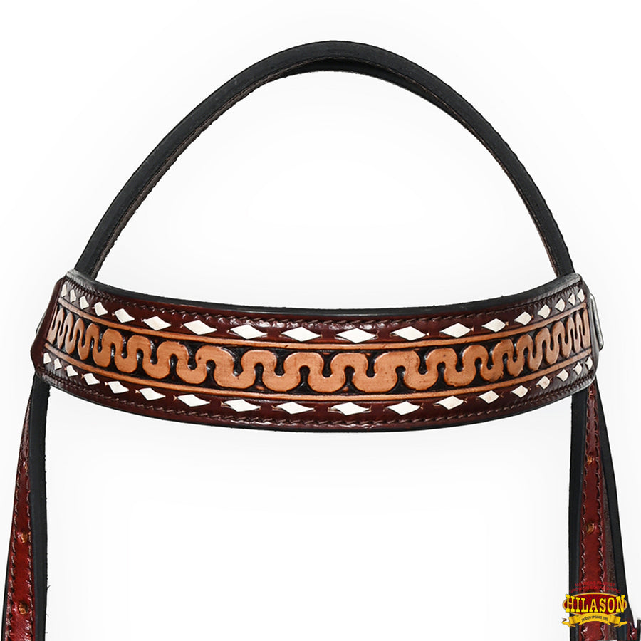 HILASON Western American Leather Headstall Breast Collar Horse Tack Set
