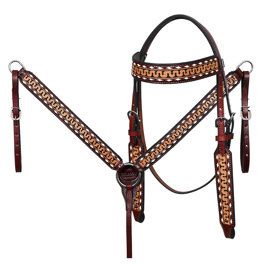 HILASON Western American Leather Headstall Breast Collar Horse Tack Set - Uhorse