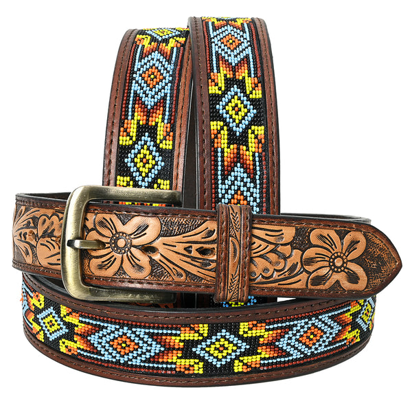 HILASON Western Genuine Leather Belt for Men Women Cowboy Cowgirl Handmade Unisex Full Grain Heavy Duty Tooled - Hilason