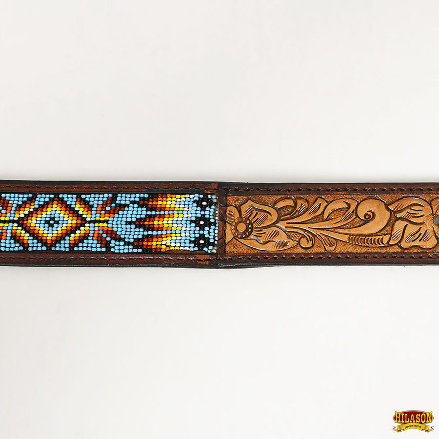 HILASON Western Genuine Leather Belt for Men Women Cowboy Cowgirl Handmade Unisex Full Grain Heavy Duty Tooled Beaded