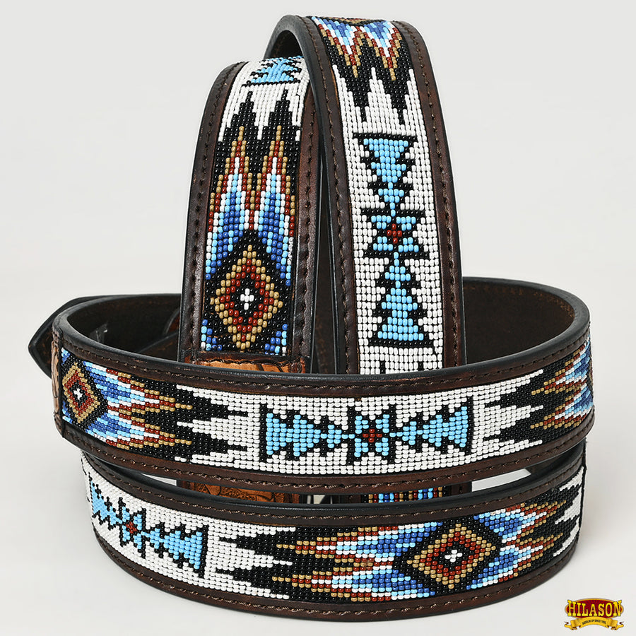 HILASON Western Genuine Leather Belt for Men Women Cowboy Cowgirl Handmade Unisex Full Grain Heavy Duty Tooled Beaded