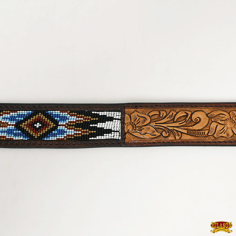 HILASON Western Genuine Leather Belt for Men Women Cowboy Cowgirl Handmade Unisex Full Grain Heavy Duty Tooled Beaded
