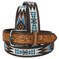 Hand-Tooled Leather Western Beaded Belt by Hilason – Hilason  display picture 1