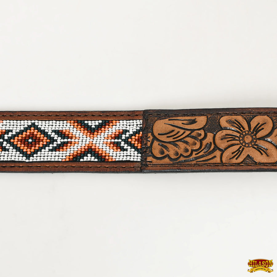 HILASON Western Genuine Leather Belt for Men Women Cowboy Cowgirl Handmade Unisex Full Grain Heavy Duty Tooled Beaded