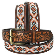 Hilason Western Style Beautifully Hand Crafted In Genuine Leather Belt With Inlaid Bead Work