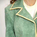 Genuine Vintage leather Women shirt Blazer jacket dress ladies girl
